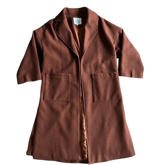 Brown/Cognec Long Sleeve Oversized Coat in TEAK - c++ studio - Picture 1 of 8